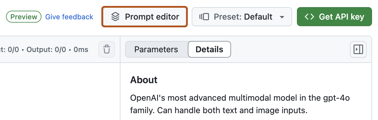 GitHub Models Playground editor showing the prompt testing interface that's being shut down