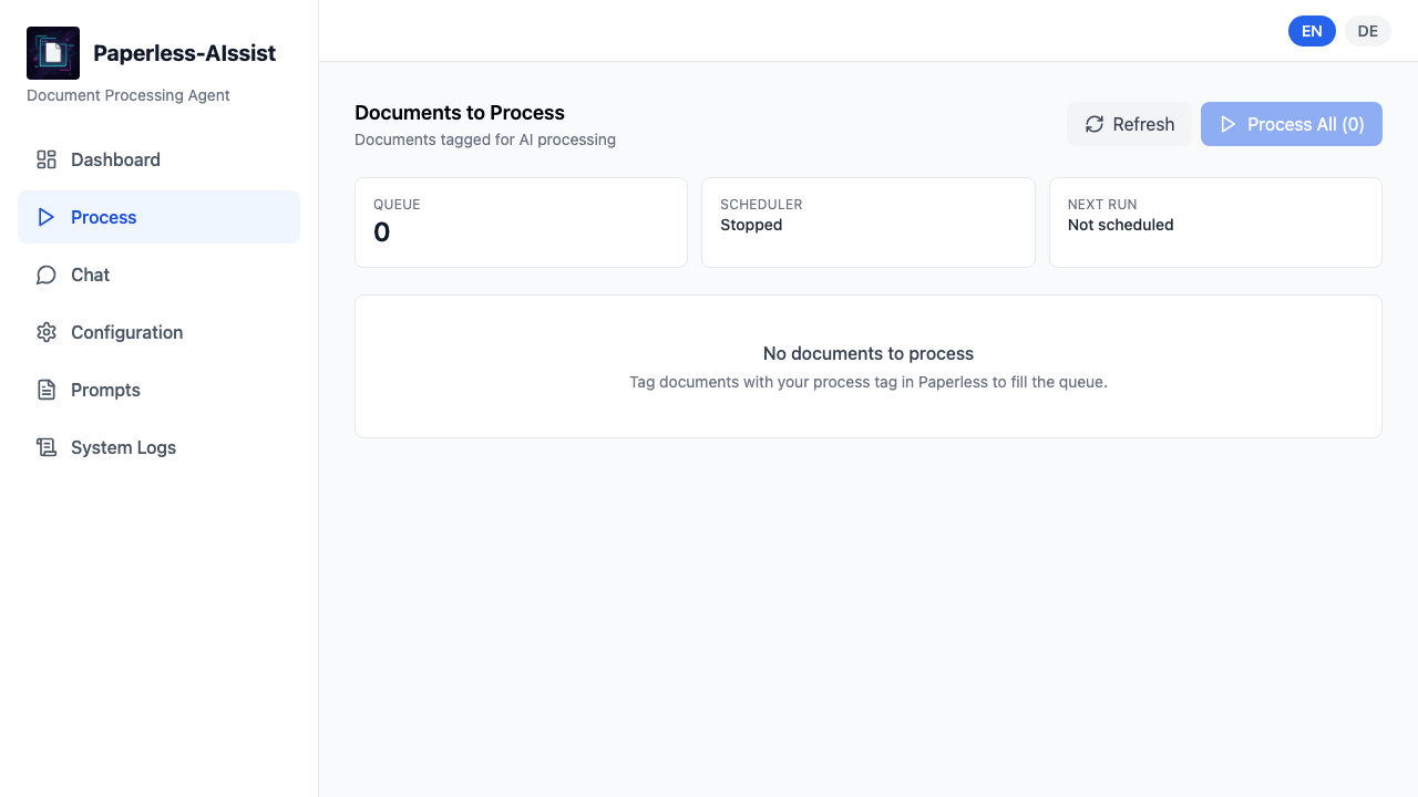 Paperless-AIssist processing result for a local document workflow