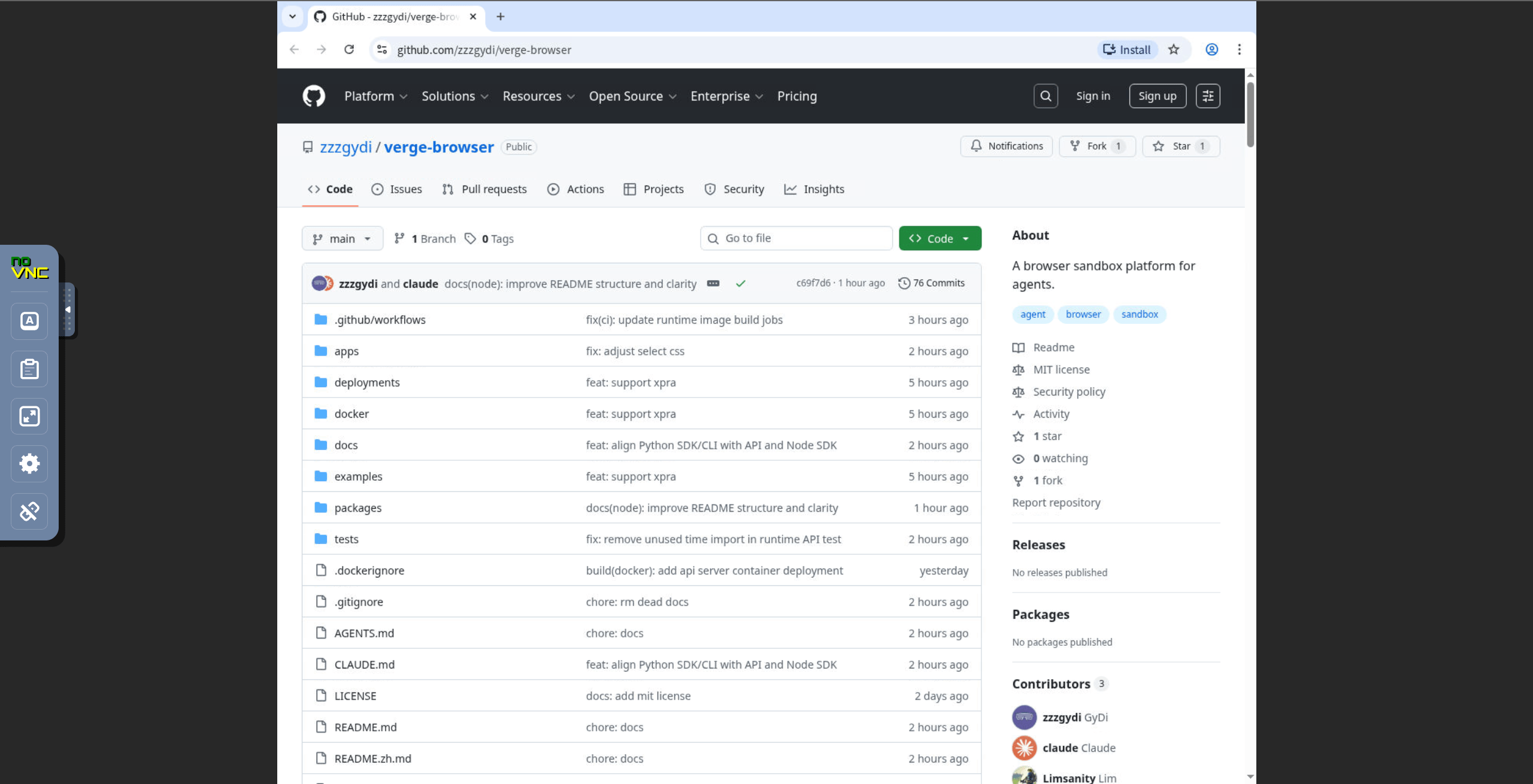 Isolated browser session with human handoff